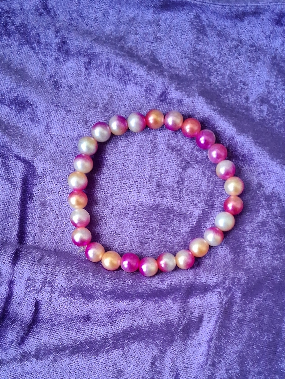 Multi-Color Pearl Stretch Bracelet - Pink, Gold, Cream